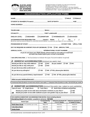 Fillable Online Accommodation Application Form Ais Fax Email