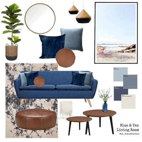 Blue Tan Living Room Interior Design Mood Board By Annabelfoster