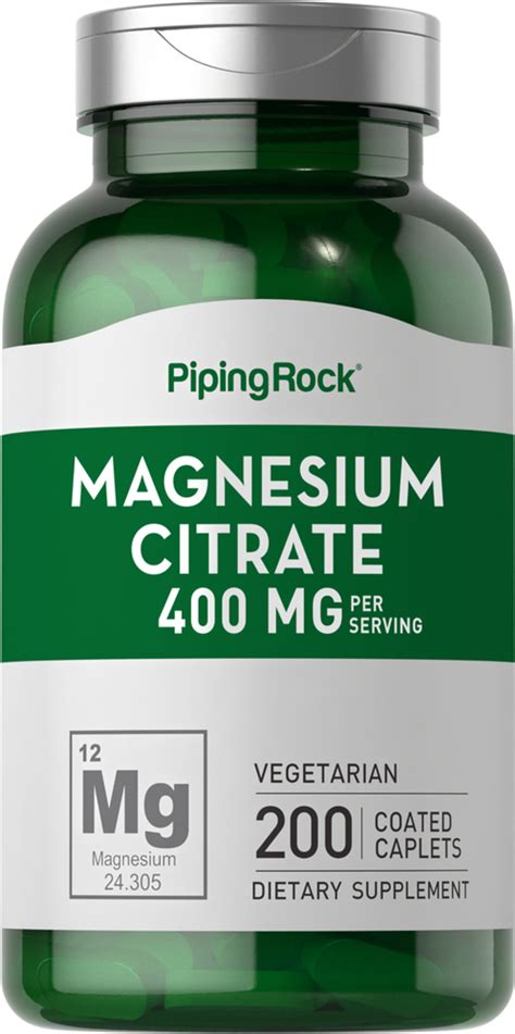 Magnesium Citrate 200 Mg 200 Caplets By Piping Rock