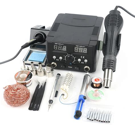 In Dual Lcd Digital D Soldering Station Set Rework Hot Air Gun