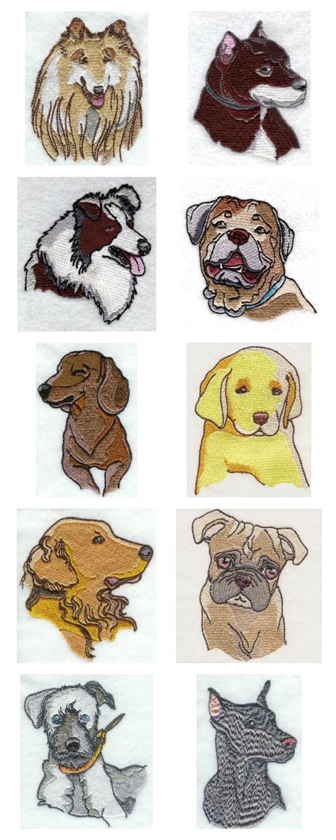 Machine Embroidery Designs Realistic Dog Heads Set