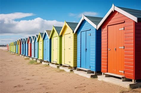 Premium Photo Colorful Beach Huts Lining The Coast