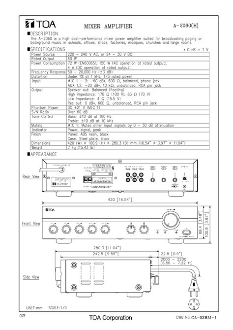 Toa Pa Amplifier A 2060 Manual Outlet Oceanproperty Co Th