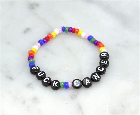Fuck Cancer Bracelet Cancer Awareness Seed Bead Bracelet Etsy