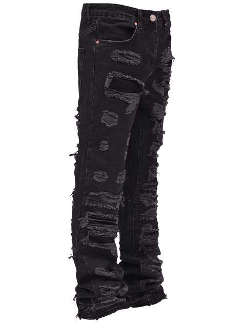 Thrashed Flare Denim - Black – Reputation Studios