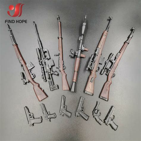 6pcs 1 6 4D 98K RPG SVT 40 M200 G43 Rifle Assembly Gun Model Toy Fit 12