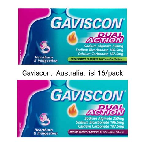 Jual Gaviscon Dual Action Chewable Tablets Peppermint Dan Mixed Berry