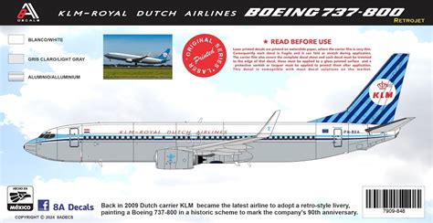 8aDecs Decals Catalogue KLM BOEING 737 800 RETROJET 90 ANIV DECALSET