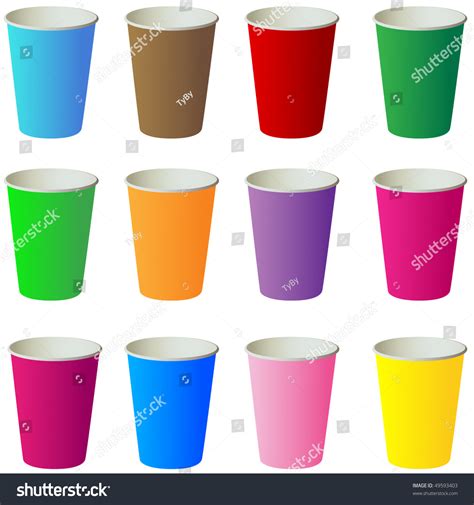 Different Color Paper Cups Isolated On Stock Vector (Royalty Free) 49593403 | Shutterstock