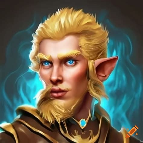 Male Gnome Wizard With Blond Hair And Blue Eyes Casting A Spell On Craiyon