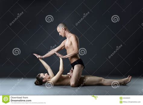 Nude Paired Yoga Man In Lotus Position On Woman Stock Image Image Of Body Position