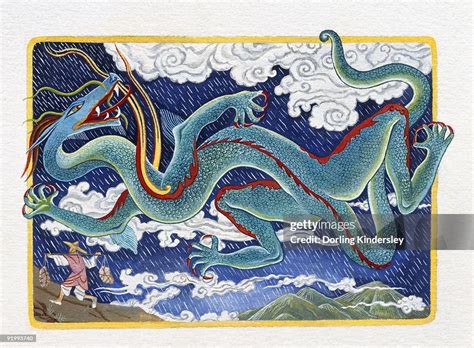 Illustration Of Dragon In The Rain Representing Chinese Year Of The