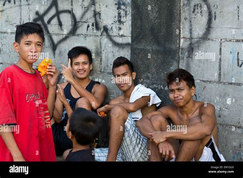 Group of young Street Boys in Malate District in Manila, Philippines ...