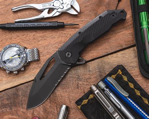 Lotar Combat Akrav Gen 5x Ghost 100 Series Flipper Knife 3 5 Cpm D2 Black Dlc Drop Point Combo