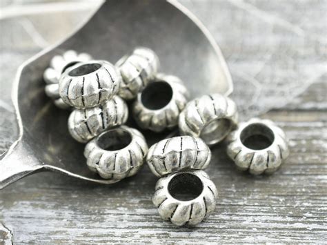 X Mm Antique Silver Large Hole Corrugated Rondelle Beads Michaels