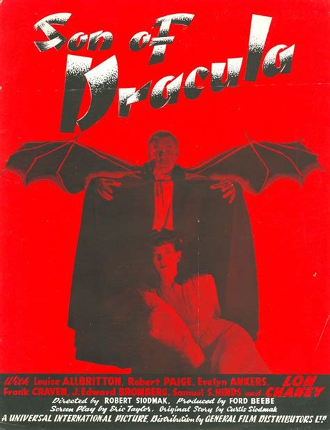 Son Of Dracula Classic Horror Movies Horror Movie Posters