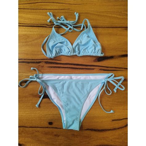 Blue Bikini Triangle Top And Moderate Cover Depop