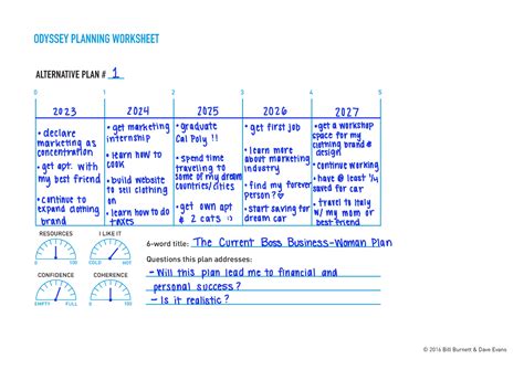 Example Odyssey Plan Assignment Bill Burnett Dave Evans