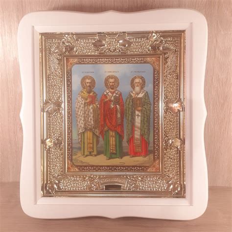Икона Василия Великого, Иоанна Златоуста, Григория Богослова,лик 15х18 ...