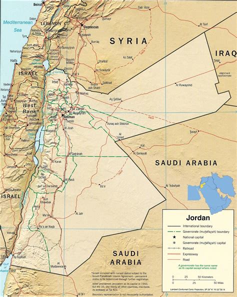 Jordan Map, Flag. Capital Amman