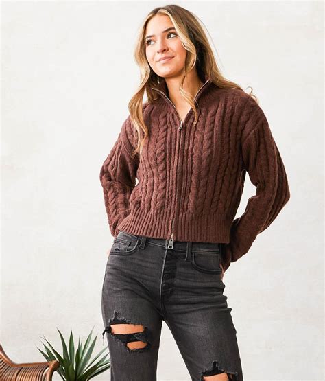 Willow And Root Fitted Cable Knit Cardigan Sweater Womens Sweaters In