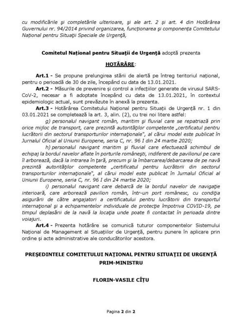 Hot R Rea Nr Din Privind Propunerea Prelungirii St Rii De Alert I A M Surilor