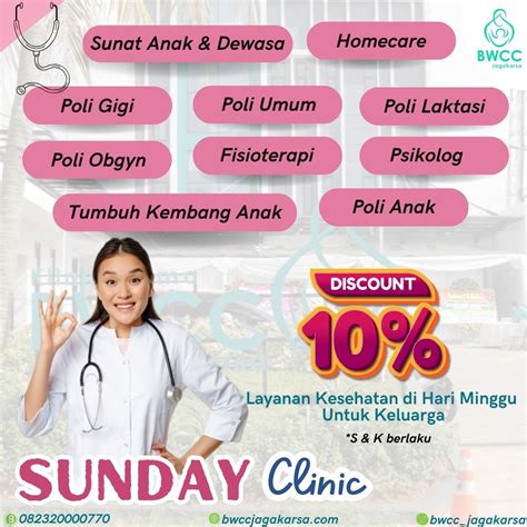 Promo Februari Sunday Clinic BWCC Jagakarsa