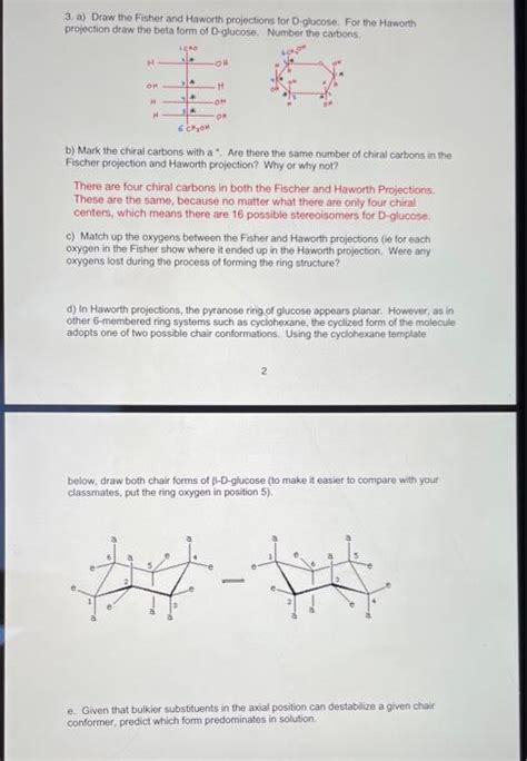 Solved 3 A Draw The Fisher And Haworth Projections For Chegg