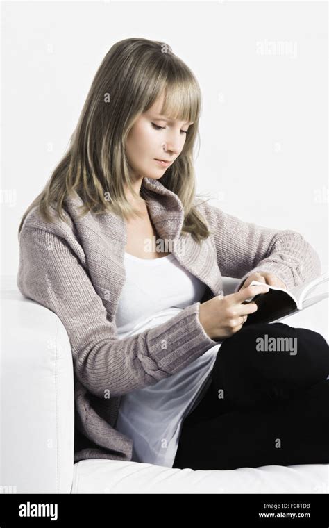 Blonde Reading Closeup Stock Photo Alamy