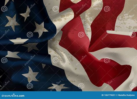 Flowing American flag stock vector. Illustration of dirty - 106779651