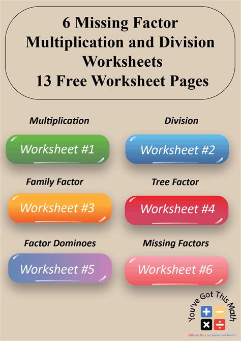 6 Missing Factor Multiplication And Division Worksheets Free Printable