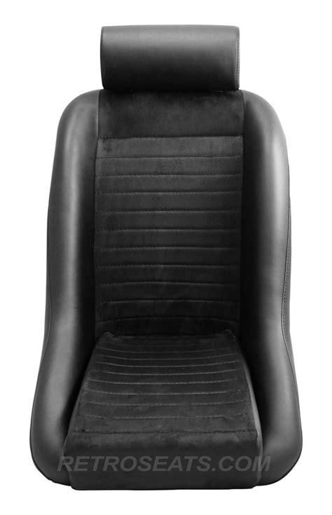 Retro Classic Vintage Racing Bucket Seats Black Microsuede W Sliders