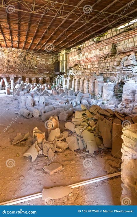 Ancient Roman Bathing Thermae in Varna. Fragments of Columns. Caldarium ...