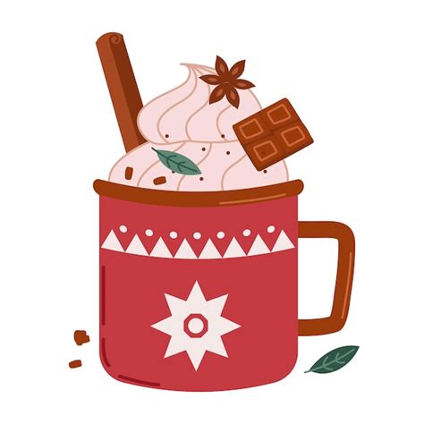Premium Vector Christmas Vector Picture Cute Mug With Hot Cocoa Or Coffee