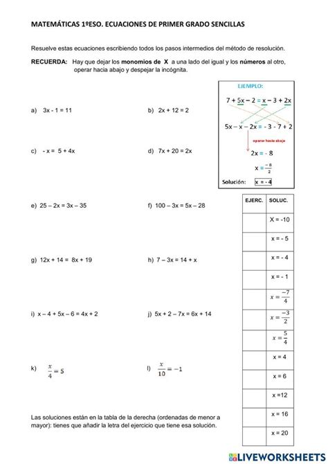 Ecuaciones De Primer Grado Primeros Grados Ecuaciones Ejercicios Images
