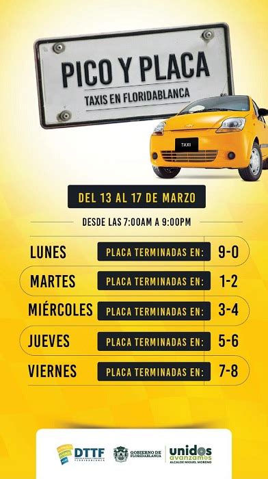 Este Es El Pico Y Placa Para Taxis En Floridablanca Ciudad Florida