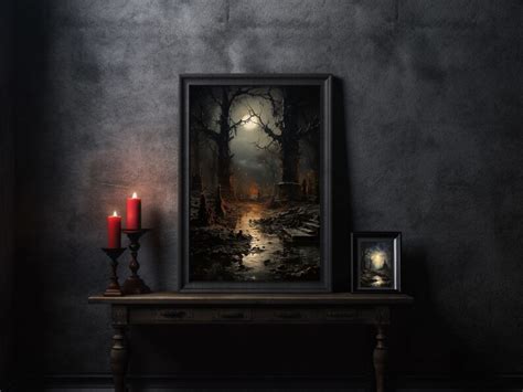 7 Dark Vintage Gothic Cemetery Wall Art Bundle, Halloween Wall Art ...