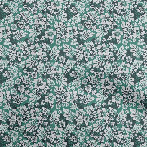 Oneoone Cotton Poplin Teal Green Fabric Tropical Sewing Material Print