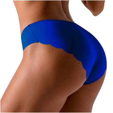 Dazeni Low Rise Seamless Underwear For Women No Show Panties Cheeky Scalloped Edge Bikini Briefs