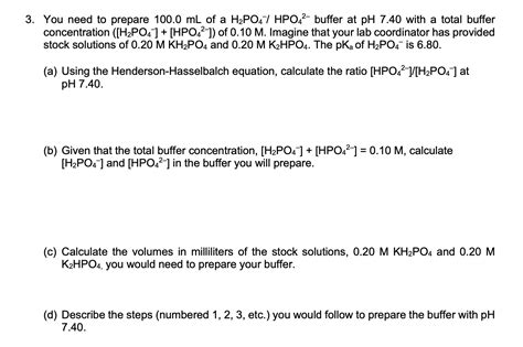 Solved You Need To Prepare 1000 Ml Of A H2po4−hpo42−