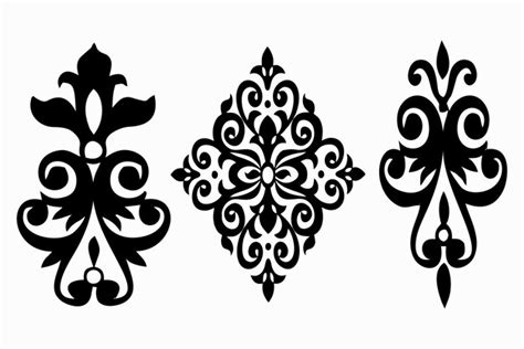 Premium Vector A Set Of Black And White Damask Patterns