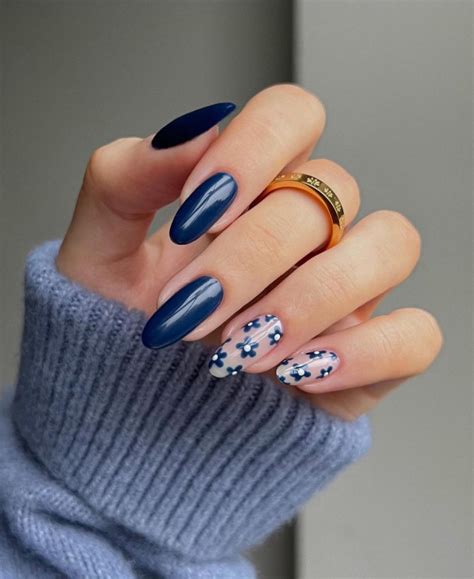 Best Spring Nail Art Designs Mix N Match Flower Blue Nails