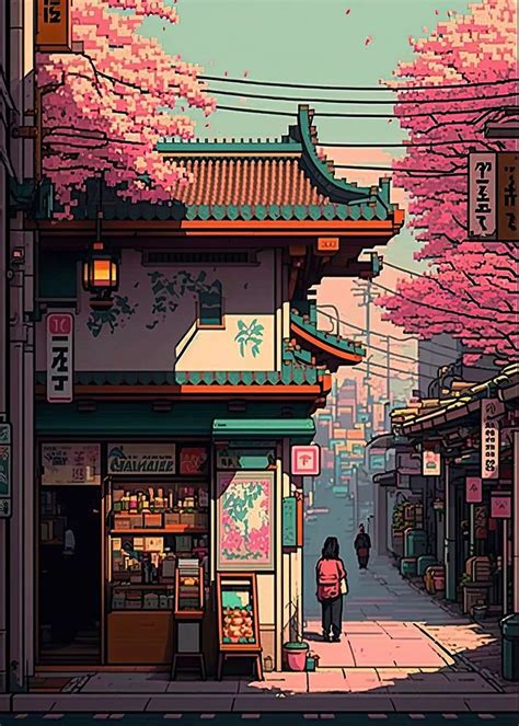 Japan Pixel Art 02 Poster Picture Metal Print Paint By KyzArt