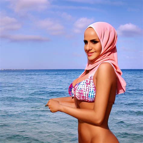 Prompthunt Hijab Girl With Bikini Realistic Photo Shoot