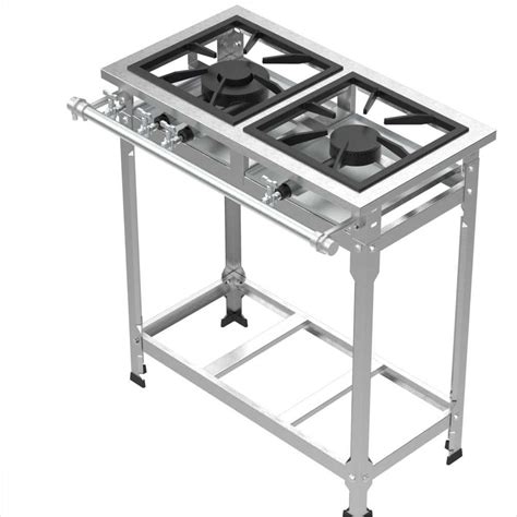 Fogão Industrial Inox 2 Duas Bocas de Baixa Pressão Grelha 30x30