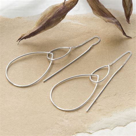 Sterling Silver Fine Teardrop Threader Earrings By Martha Jackson