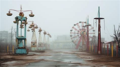 Premium Photo A Photo Of A Deserted Amusement Park With Rusted Rides