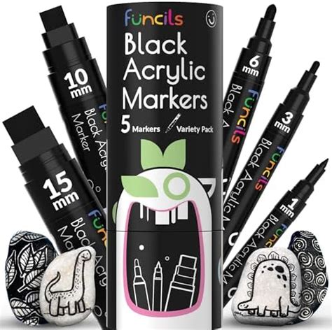 Flymax Black Acrylic Paint Pen 6 Pack 0 7mm Acrylic Black Permanent Marker Black Paint Pen For