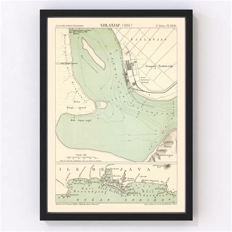 Vintage Map of Cilacap, Indonesia 1888 by Ted's Vintage Art