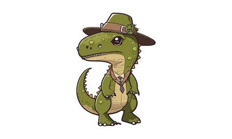 Premium Vector Dinosaur Wearing A Hat Vector Illustration